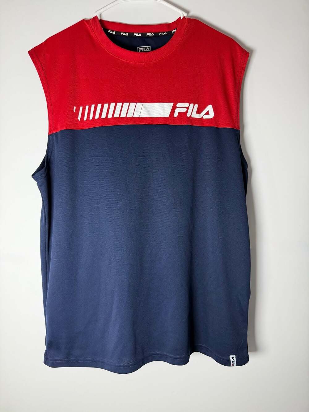 Fila Men's Colorblock Athletic Training Tank Top Red Blue Size L
